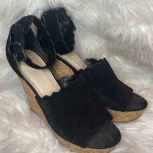 Black wedge heels